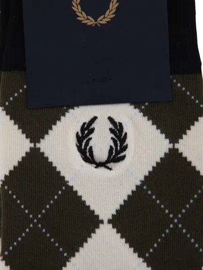 Fred Perry Fp Argyle Pattern Socks In Black