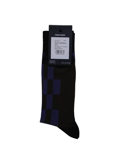 Fred Perry Fp Checkerboard Socks In Blue