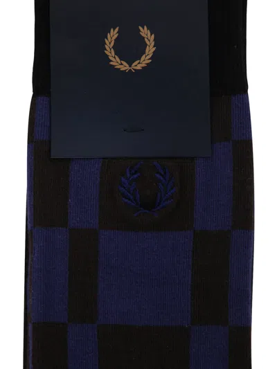 Fred Perry Fp Checkerboard Socks In Blue