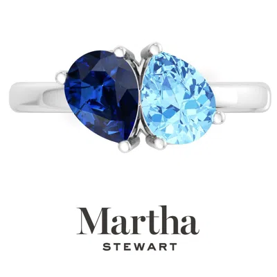 Martha Stewart 2 Carat Two Stone Gemstone Ring For Women In Sterling Silver, Gemstone Jewelry For Women In Silver
