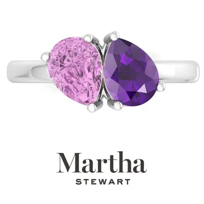 Martha Stewart 2 Carat Two Stone Gemstone Ring For Women In Sterling Silver, Gemstone Jewelry For Women In Silver