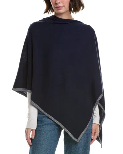 Sofiacashmere Lurex Tipped Wool & Cashmere-blend Poncho In Blue
