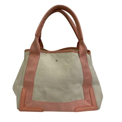 Pre-owned Balenciaga Pink White Cotton Canvas Tote Bag () In Multi