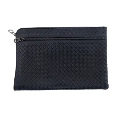 Pre-owned Bottega Veneta Black Intrecciato Clutch Bag ()