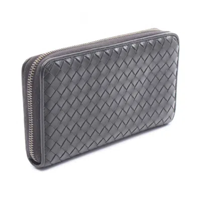Pre-owned Bottega Veneta Black Leather Long Wallet (bi-fold) ()