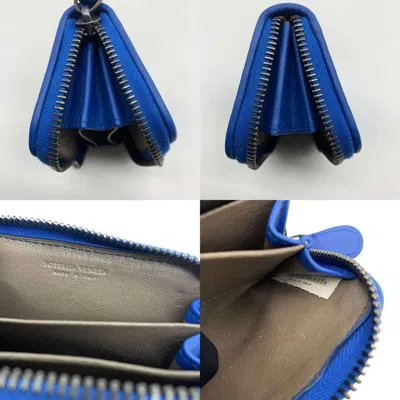 Pre-owned Bottega Veneta Intrecciato Blue Leather Coin Purse/coin Case ()