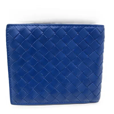 Pre-owned Bottega Veneta Intrecciato Blue Leather Wallet (bi-fold) ()