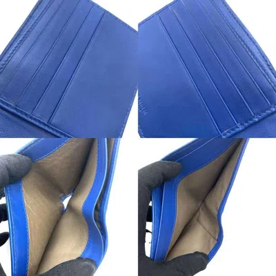 Pre-owned Bottega Veneta Intrecciato Blue Leather Wallet (bi-fold) ()