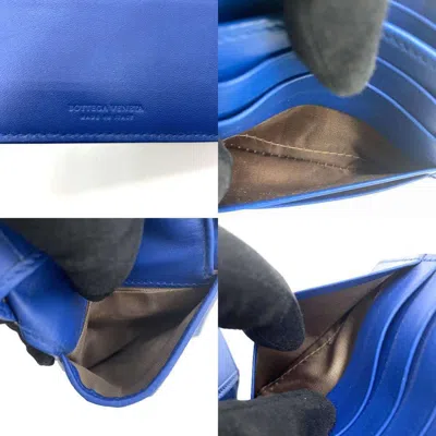 Pre-owned Bottega Veneta Intrecciato Blue Leather Wallet (bi-fold) ()