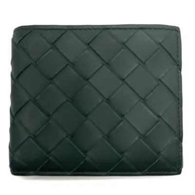 Pre-owned Bottega Veneta Intrecciato Khaki Leather Wallet (bi-fold) () In Brown