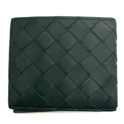 Pre-owned Bottega Veneta Intrecciato Khaki Leather Wallet (bi-fold) () In Brown
