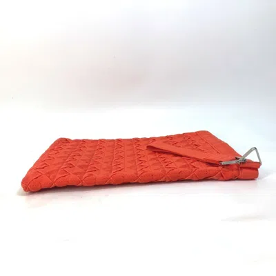 Pre-owned Bottega Veneta Orange Intrecciato Clutch Bag Pouch ()