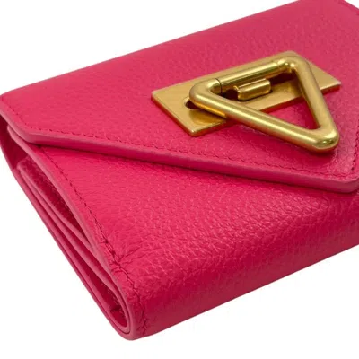 Pre-owned Bottega Veneta Pink Leather Wallet (tri-fold) ()