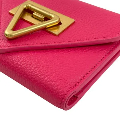 Pre-owned Bottega Veneta Pink Leather Wallet (tri-fold) ()