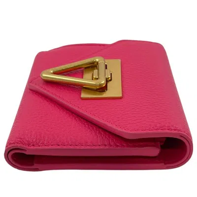 Pre-owned Bottega Veneta Pink Leather Wallet (tri-fold) ()