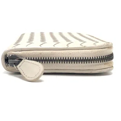Pre-owned Bottega Veneta White Intrecciato Long Wallet (bi-fold) ()