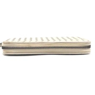 Pre-owned Bottega Veneta White Intrecciato Long Wallet (bi-fold) ()