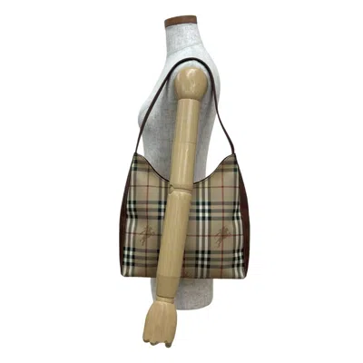 Pre-owned Burberry Beige Black Brown Red Color White Leather Pvc Shoulder Bag Tote Bag ()