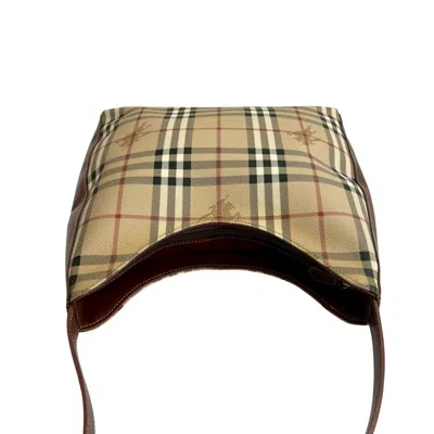 Pre-owned Burberry Beige Black Brown Red Color White Leather Pvc Shoulder Bag Tote Bag ()