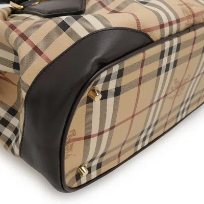 Pre-owned Burberry Beige Dark Brown Pvc Leather Shoulder Bag Tote Bag () In Multi