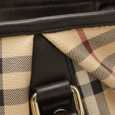 Pre-owned Burberry Beige Dark Brown Pvc Leather Shoulder Bag Tote Bag () In Multi