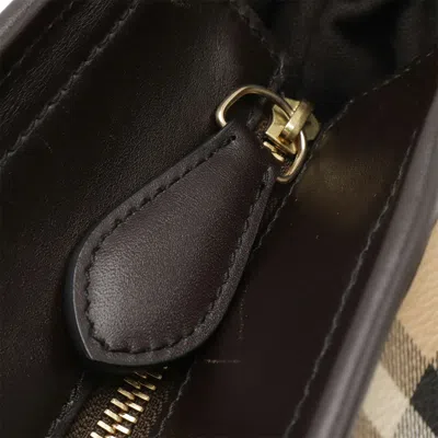 Pre-owned Burberry Beige Dark Brown Pvc Leather Shoulder Bag Tote Bag () In Multi