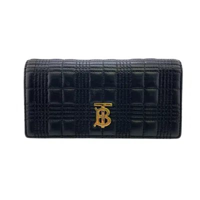 Pre-owned Burberry Black Leather Long Wallet (bi-fold) ()