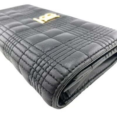 Pre-owned Burberry Black Leather Long Wallet (bi-fold) ()