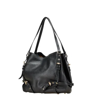 Pre-owned Burberry Black Leather Shoulder Bag Tote Bag ()