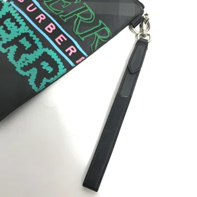 Pre-owned Burberry Black Multi-color Leather Clutch Bag Pouch ()
