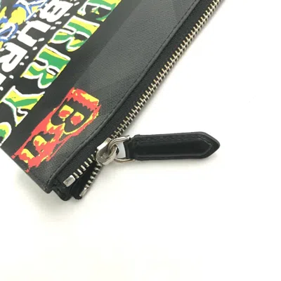 Pre-owned Burberry Black Multi-color Leather Clutch Bag Pouch ()