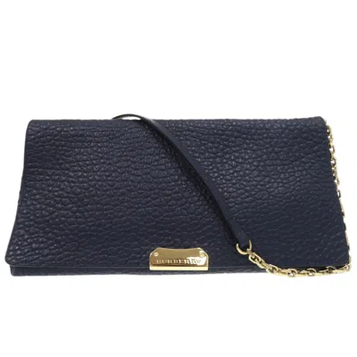Pre-owned Burberry Blue Navy Leather Shoulder Bag ()