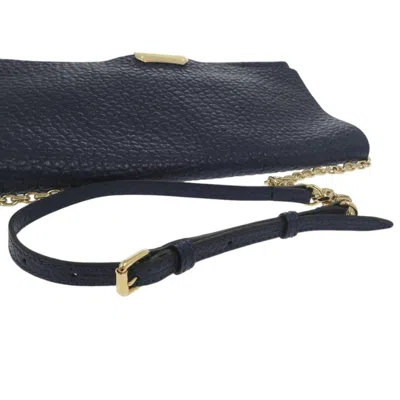 Pre-owned Burberry Blue Navy Leather Shoulder Bag ()