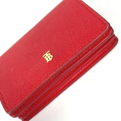 Pre-owned Burberry Red Color Leather Wallet (bi-fold) ()
