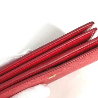 Pre-owned Burberry Red Color Leather Wallet (bi-fold) ()