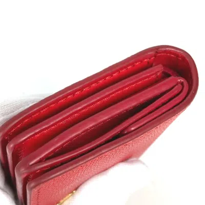 Pre-owned Burberry Red Color Leather Wallet (bi-fold) ()