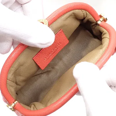 Pre-owned Bvlgari Beige Red Color Leather Coin Purse/coin Case () In Multi