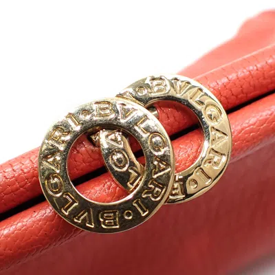 Pre-owned Bvlgari Beige Red Color Leather Coin Purse/coin Case () In Multi