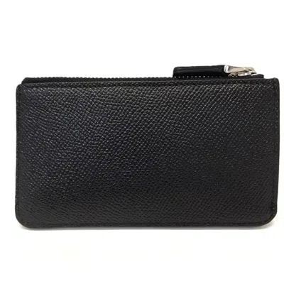 Pre-owned Bvlgari Black Leather Coin Purse/coin Case ()