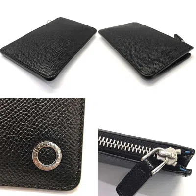 Pre-owned Bvlgari Black Leather Coin Purse/coin Case ()