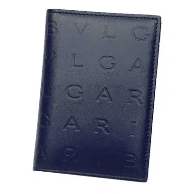 Pre-owned Bvlgari Navy Leather Wallet (bi-fold) () In Blue
