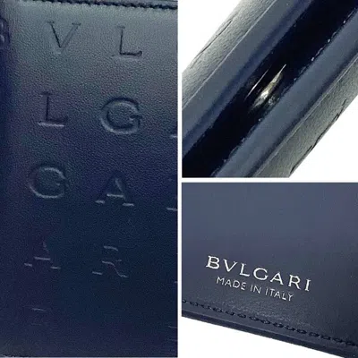 Pre-owned Bvlgari Navy Leather Wallet (bi-fold) () In Blue