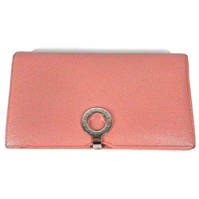 Pre-owned Bvlgari Pink Leather Long Wallet (bi-fold) ()