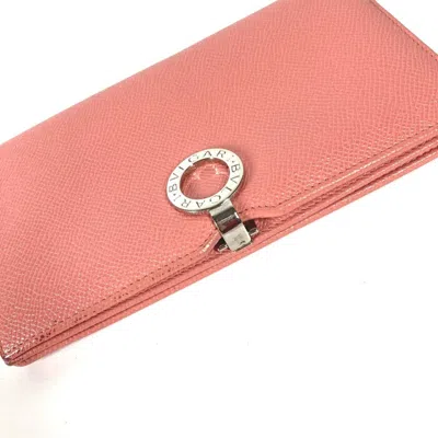 Pre-owned Bvlgari Pink Leather Long Wallet (bi-fold) ()