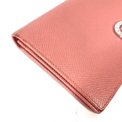 Pre-owned Bvlgari Pink Leather Long Wallet (bi-fold) ()