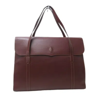 Pre-owned Cartier Bordeaux Leather Handbag Shoulder Bag Tote Bag () In Burgundy