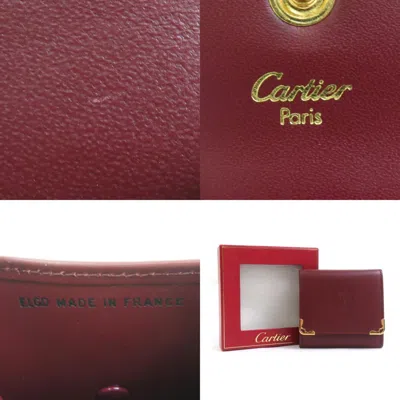 Pre-owned Cartier Bordeaux Leather Coin Purse/coin Case () In Burgundy