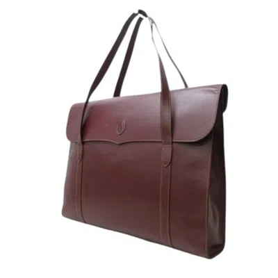 Pre-owned Cartier Bordeaux Leather Handbag Shoulder Bag Tote Bag () In Burgundy