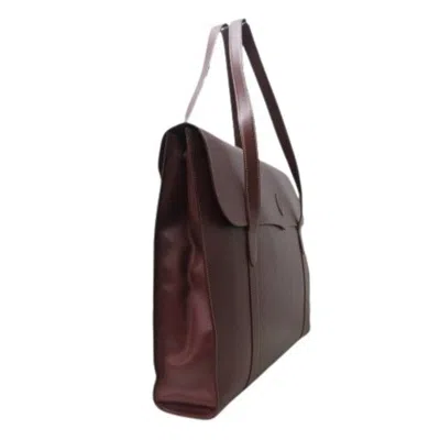 Pre-owned Cartier Bordeaux Leather Handbag Shoulder Bag Tote Bag () In Burgundy