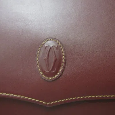 Pre-owned Cartier Bordeaux Leather Handbag Shoulder Bag Tote Bag () In Burgundy
